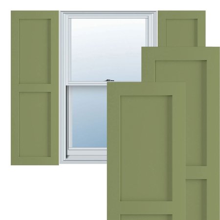 True Fit PVC Two Equal Flat Panel Shutters, Moss Green, 15W X 59H